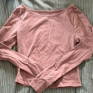 Women's tan Long-Sleeve Boatneck Top